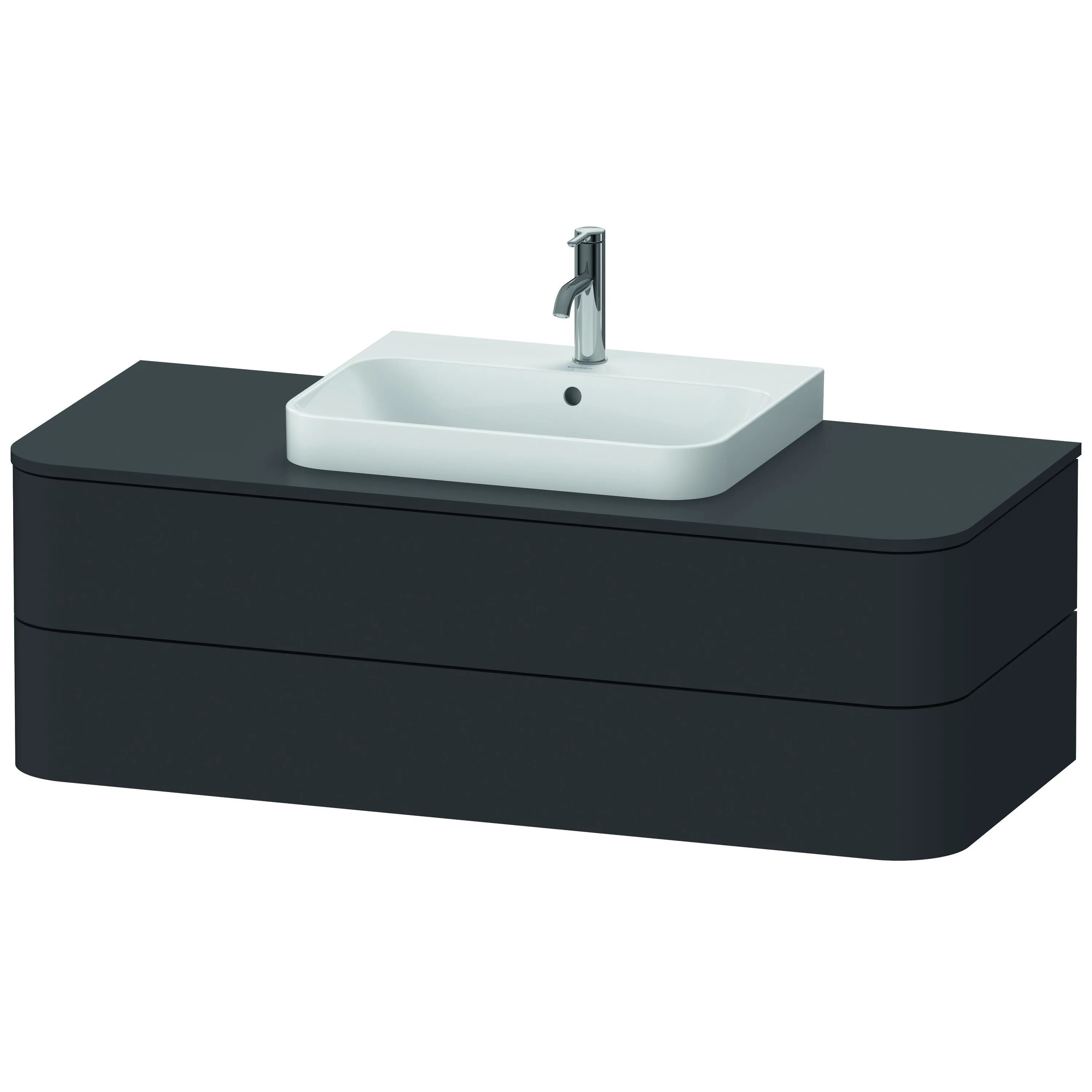 Duravit Waschtischunterschrank wandhängend „Happy D.2 Plus“ 130 × 40,8 × 55 cm Graphit Supermatt Duravit Waschtischunterschrank wandhängend „Happy D.2 Plus“ 130 × 40,8 × 55 cm Graphit Supermatt