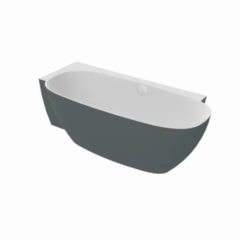 Hoesch Badewanne „LaBrillante“ vorwand rechteck 180 × 80 cm, links in Weiß-Grau