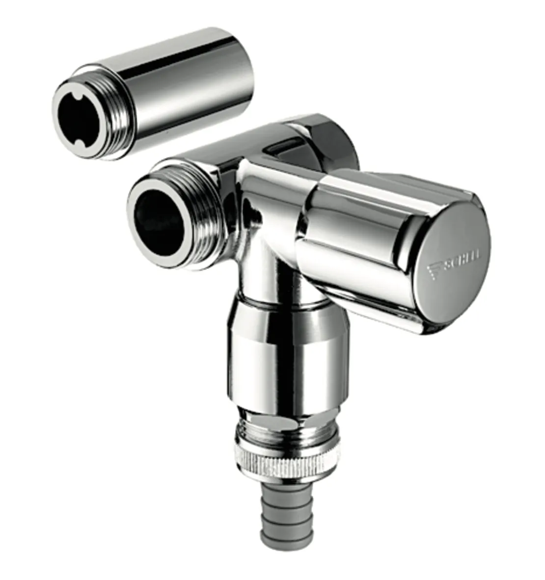 NA-Ventil COMFORT, RFV im Abgang Geräteanschluss, RB im Abgang Geräteanschluss, DN 20 G 3/4 AG (rechts), Schlauchverschraubung Ø 14,5 mm (DN 20 G 3/4 AG), DN 20 G 3/4 IG, chrom