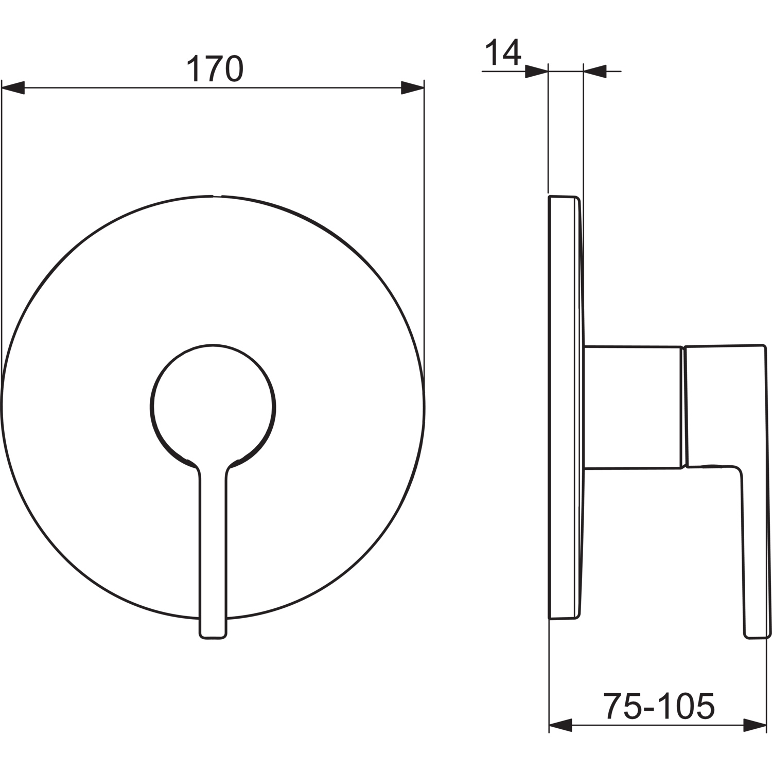 EHM Fertigset für Brause-Batterie VANTIS 8261 Rosette rund Chrom Pinhebel
