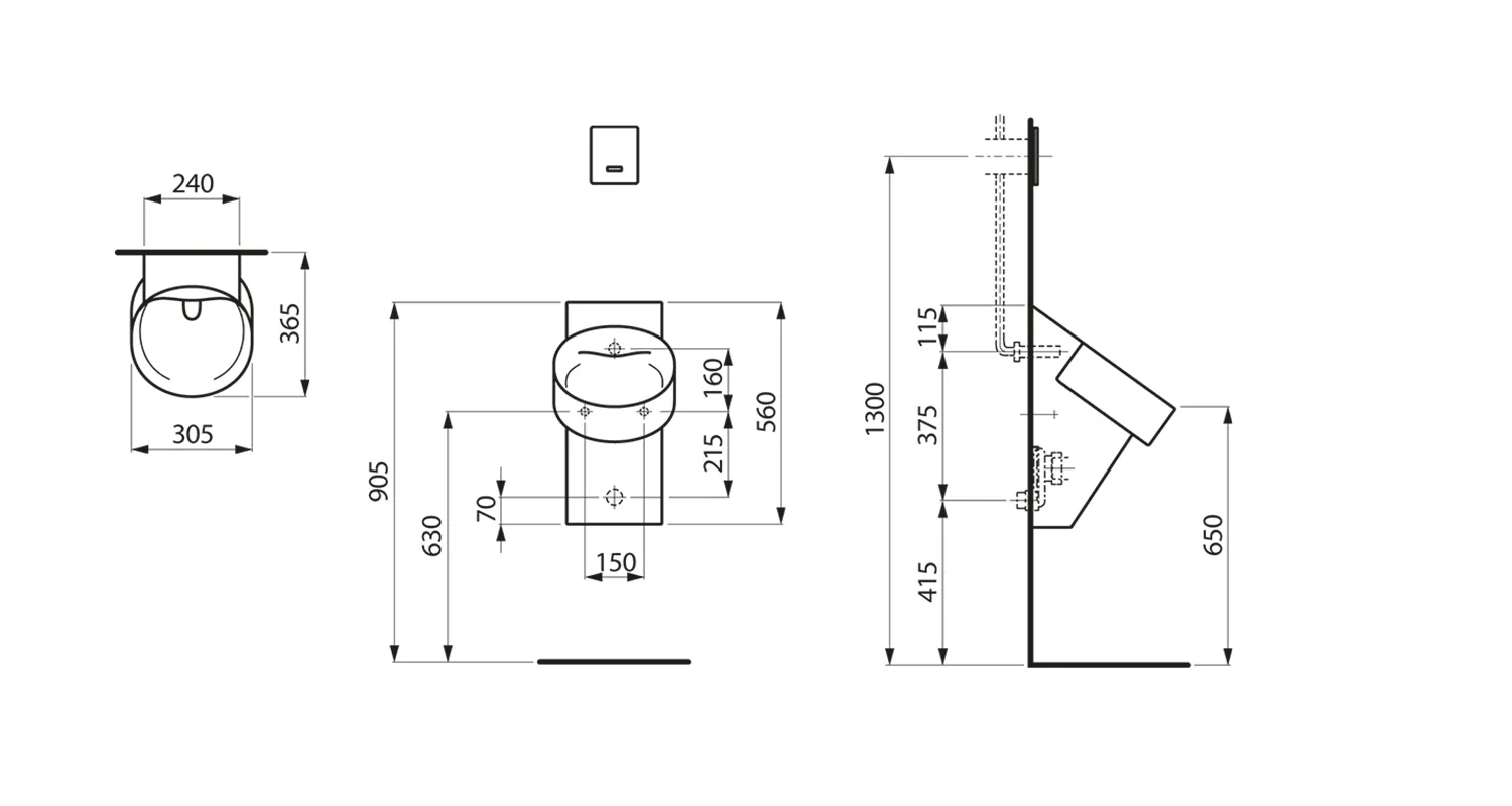 Absaugeurinal VAL 365x305x560 spülrandlos weiß