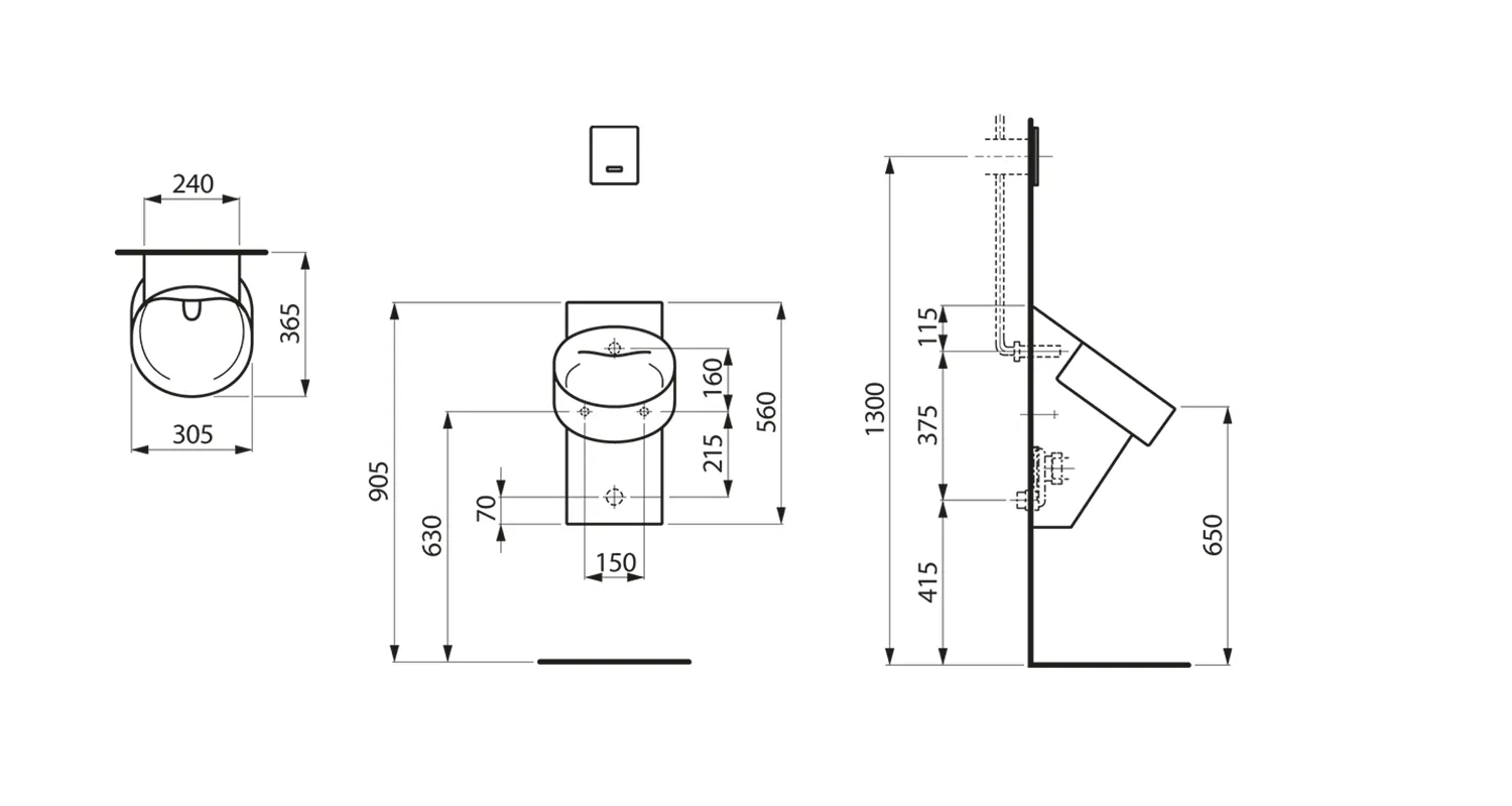 Absaugeurinal VAL 365x305x560 spülrandlos weiß Absaugeurinal VAL 365x305x560 spülrandlos weiß