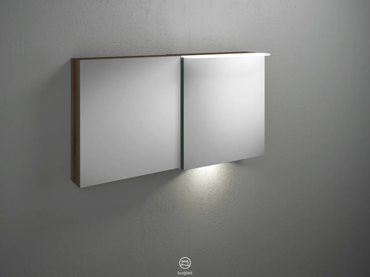 Burgbad Spiegelschrank Badu SFUB120, 310x1200x665 mm, LED-Aufsatzleuchte 4200 K, Schalter-Steckdosenelement, Glaseinlegeböden