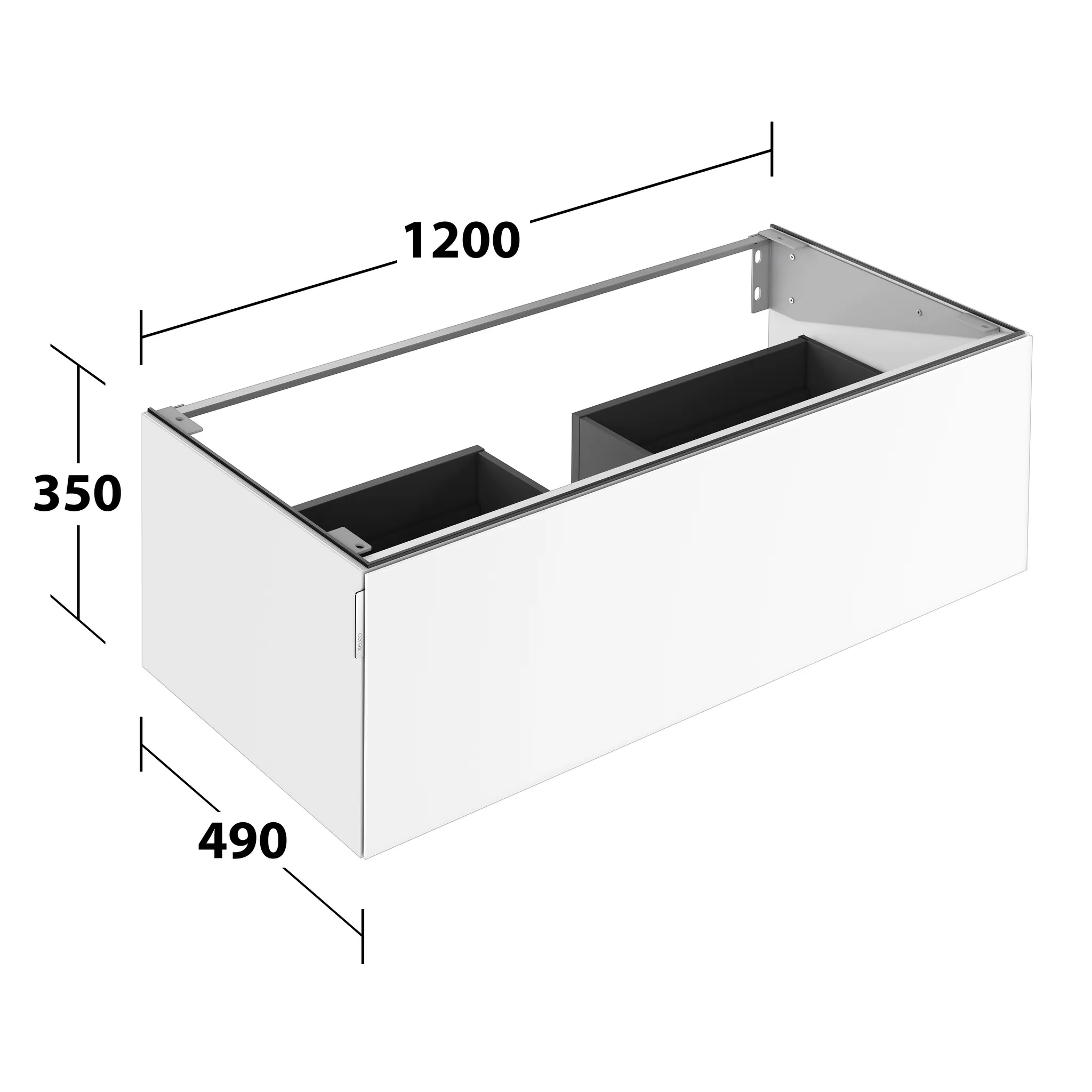 KEUCO Waschtischunterschrank mit Auszug „Edition 11 Art“ Weiß (Glas, satiniert), Weiß (Glas, satiniert), mit Beleuchtung 1200 × 350 × 490 mm
