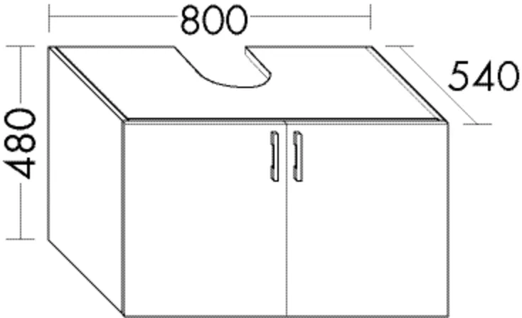 Waschtischunterschrank Sys30 von burgbad - 800 mm breit, 480 mm hoch, 540 mm tief, 2 Türen, inkl. Metallkonsole