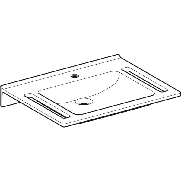 Publica Waschtisch eckiges Design, mit Ausschnitten, barrierefrei: B=70cm, T=55cm, Hahnloch=mittig, Überlauf=ohne, weiß-alpin Publica Waschtisch eckiges Design, mit Ausschnitten, barrierefrei: B=70cm, T=55cm, Hahnloch=mittig, Überlauf=ohne, weiß-alpin