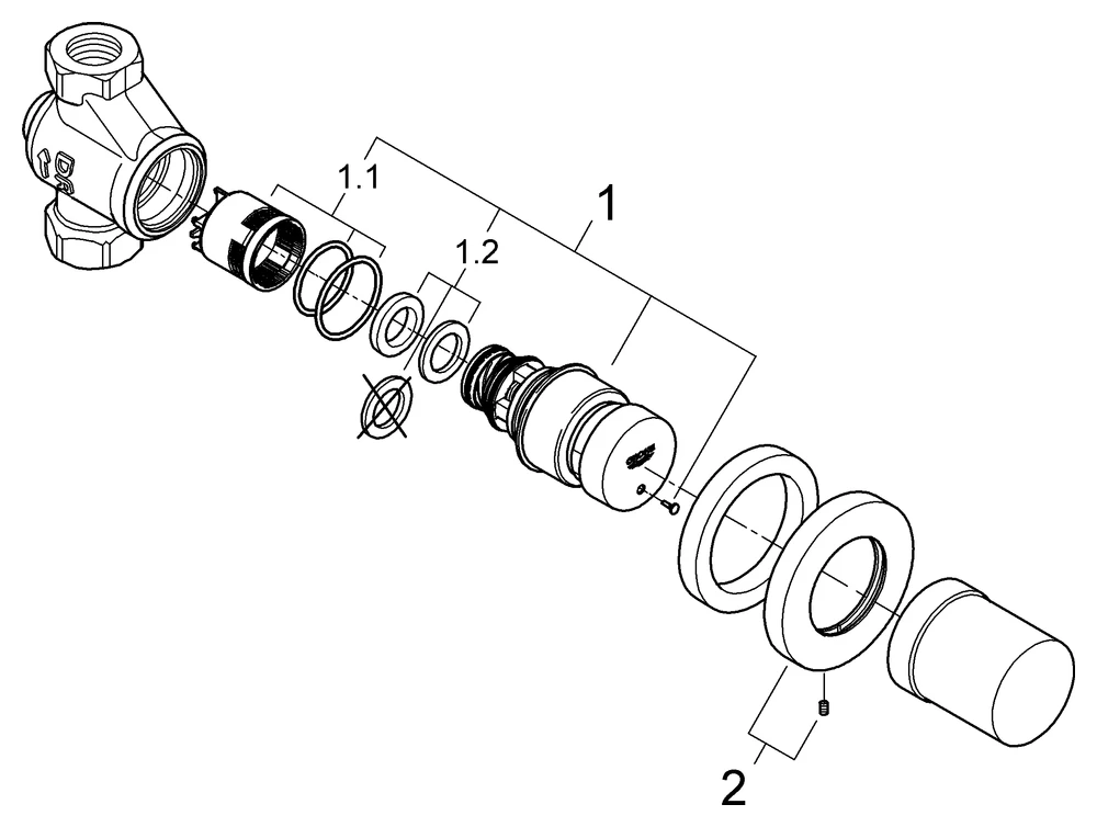 Selbstschluss-Durchgangsventil Euroeco CT 36268, für Wandeinbau mit Unterputz-Einbaukörper, ohne Mischung, Markierung blau/rot, chrom Selbstschluss-Durchgangsventil Euroeco CT 36268, für Wandeinbau mit Unterputz-Einbaukörper, ohne Mischung, Markierung blau/rot, chrom