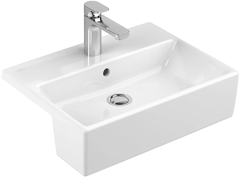Villeroy & Boch Memento Vorbauwaschbecken 420x550mm Eckig Weiß Alpin