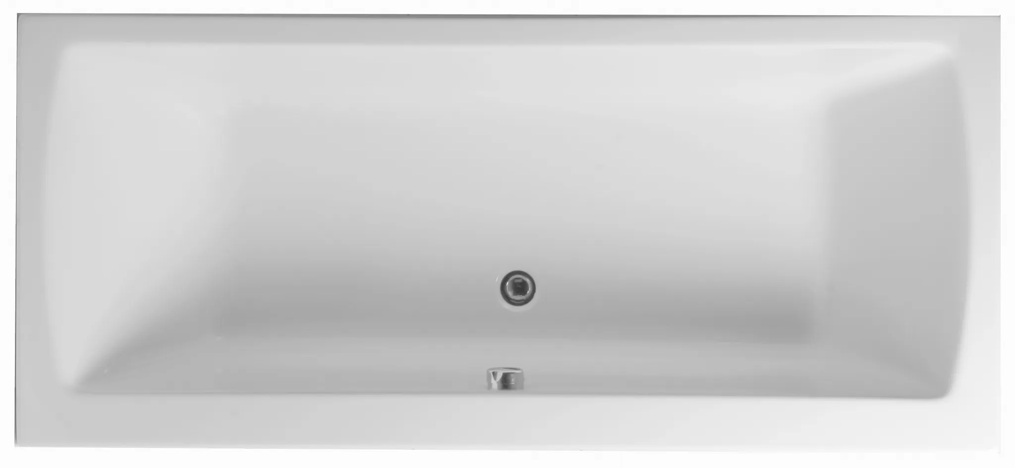 Integra Badewanne 180 x 80 cm Körperformwanne mit Mittelablauf Einbauversion Weiß Hochglanz