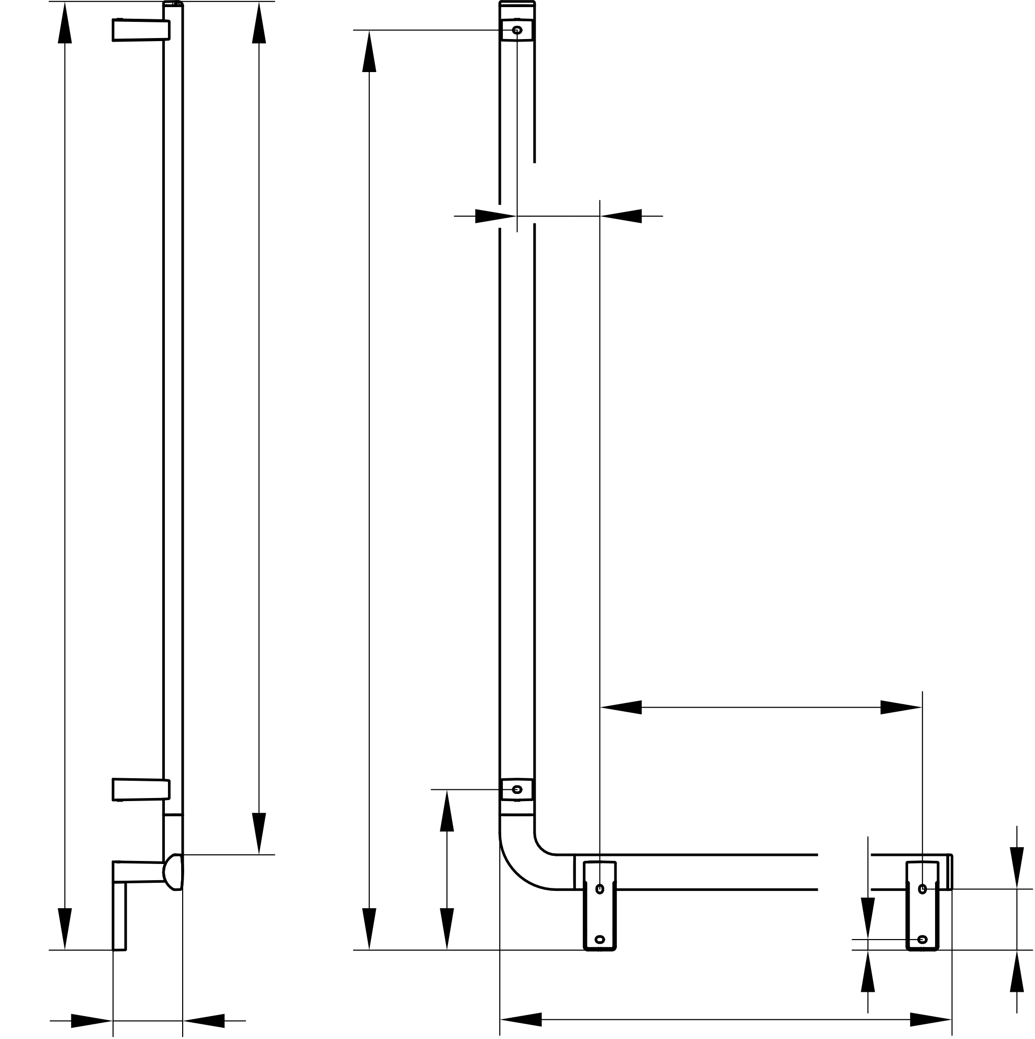 KEUCO Winkelgriff „Axess“ 520 × 1090 mm Ausführung rechts, in Verchromt KEUCO Winkelgriff „Axess“ 520 × 1090 mm Ausführung rechts, in Verchromt