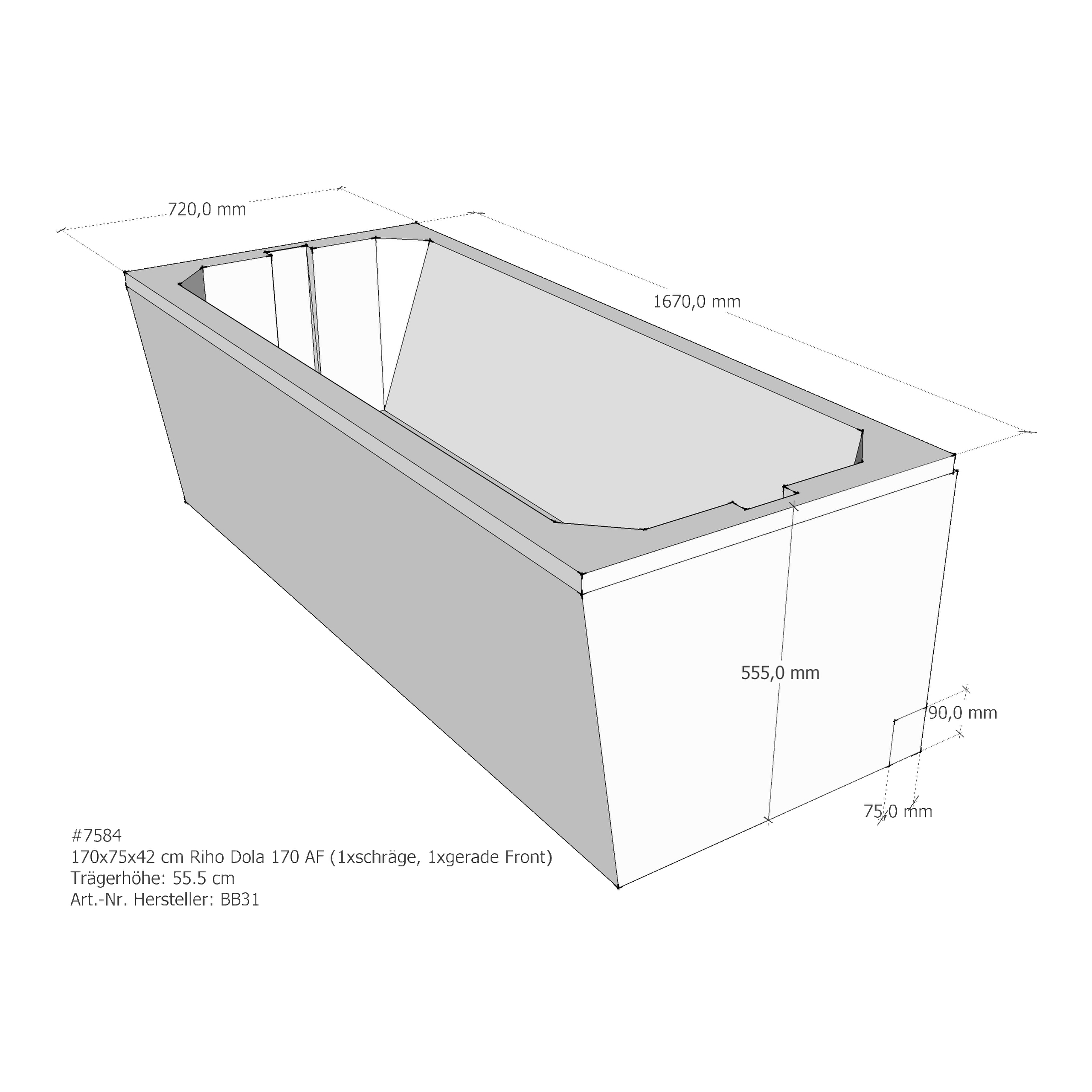Badewannenträger für Riho Dola 170 × 75 × 42 cm Badewannenträger für Riho Dola 170 × 75 × 42 cm