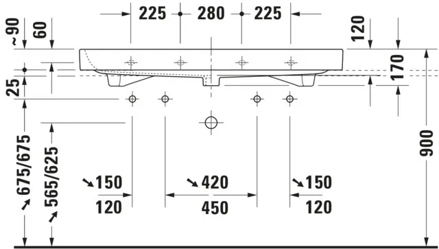 Wandwaschtisch „Happy D.2“, mit Überlauf, Hahnlochposition mittig Wandwaschtisch „Happy D.2“, mit Überlauf, Hahnlochposition mittig