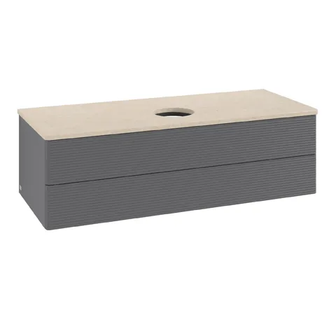 Villeroy & Boch Waschtischunterschrank „Antao“ 1200 × 360 × 500 mm Anthracite Matt Lacquer, für Becken mittig, ohne Beleuchtung Villeroy & Boch Waschtischunterschrank „Antao“ 1200 × 360 × 500 mm Anthracite Matt Lacquer, für Becken mittig, ohne Beleuchtung