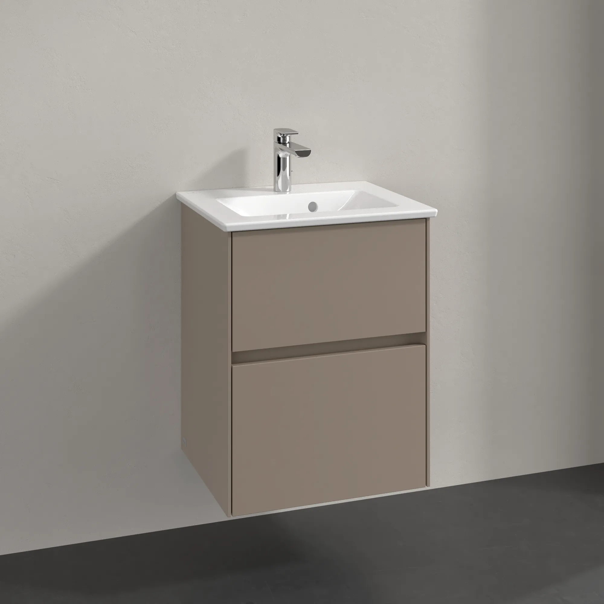 Villeroy & Boch Waschtischunterschrank „Collaro“ 472 × 610 × 404 mm Taupe, ohne Beleuchtung, für Becken mittig