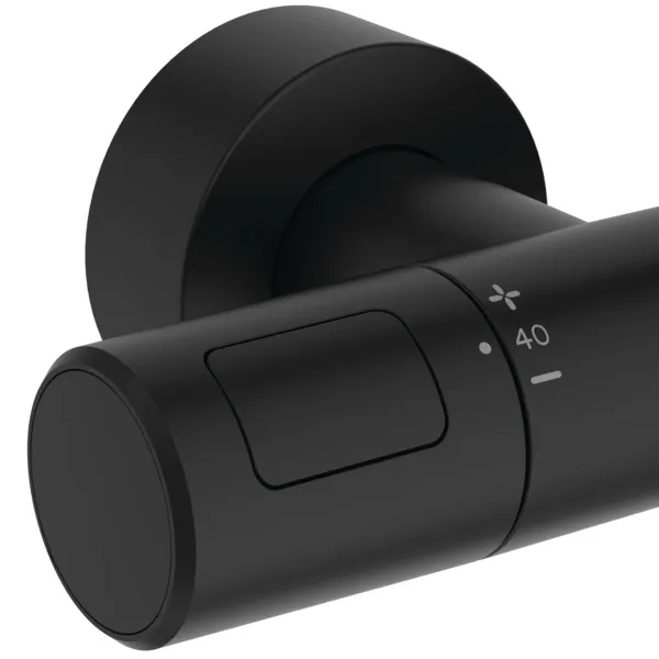 Ideal Standard Duschsystem Ceratherm T25 M Silk Black, Aufputz, 1.117 mm Höhe, mit Thermostat, Regenbrause und Handbrause