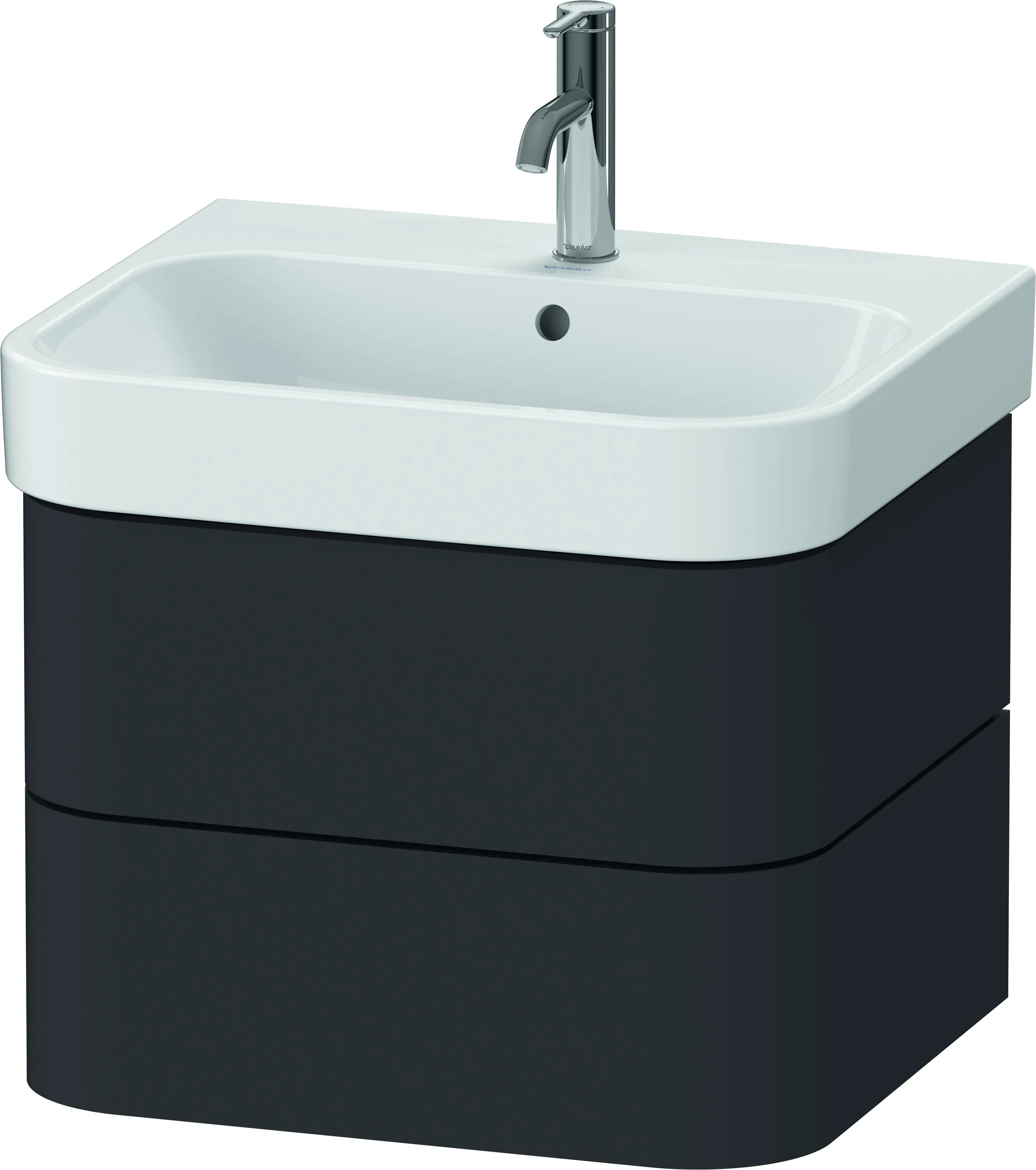 Duravit Waschtischunterschrank wandhängend „Happy D.2 Plus“ 57,5 × 41,5 × 49 cm Graphit Supermatt