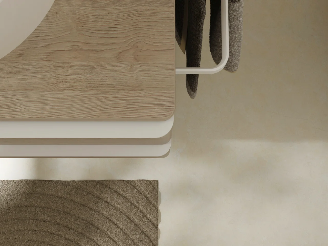 Hansgrohe Xelu Q Konsole in Eiche Natur, 1360x540 mm, mit 2 mittigen Ausschnitten für Aufsatzwaschtisch ohne Hahnloch Hansgrohe Xelu Q Konsole in Eiche Natur, 1360x540 mm, mit 2 mittigen Ausschnitten für Aufsatzwaschtisch ohne Hahnloch