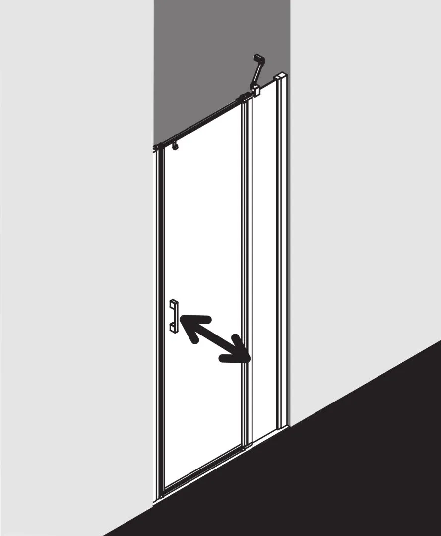 Kermi Duschtür Pendeltür 1-flügelig mit Festfeld rechts für Nische und Ecke „LIGA“ 185 cm Glas Klar, Profile Silber Mattglanz, Drehtür einteilig