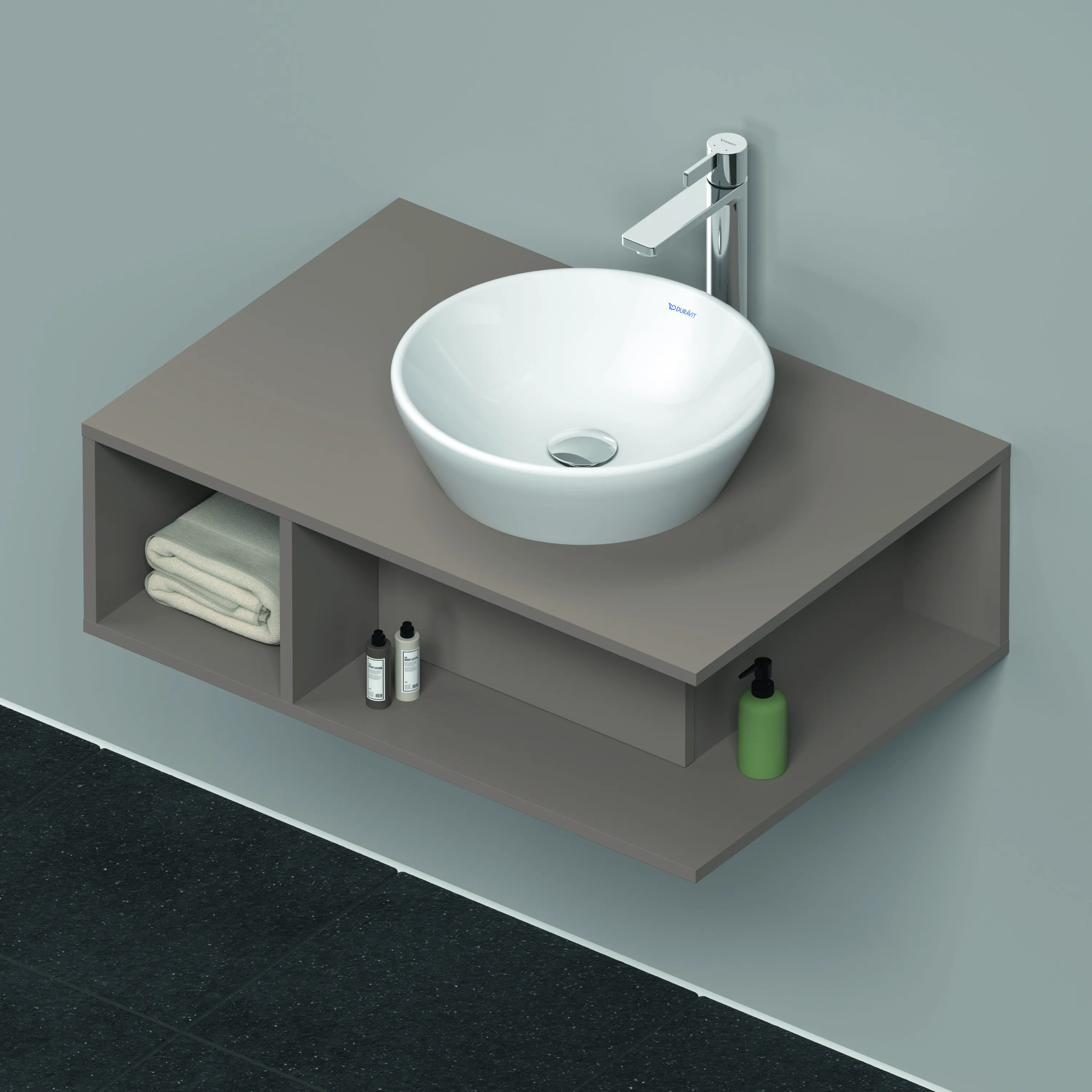 Duravit Waschtischunterschrank wandhängend „D-Neo“ 80 × 26 × 55 cm Basalt Matt