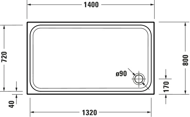 Duravit rechteck Duschwanne „D-Code“ 140 × 80 cm 