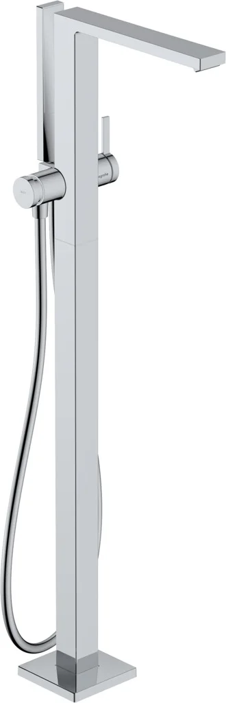 Hansgrohe Tecturis E Einhebel-Wannenmischer bodenstehend Chrom, WaterfallStream Strahlart, PowderRain Handbrause, max. Durchfluss 23,5 l/min