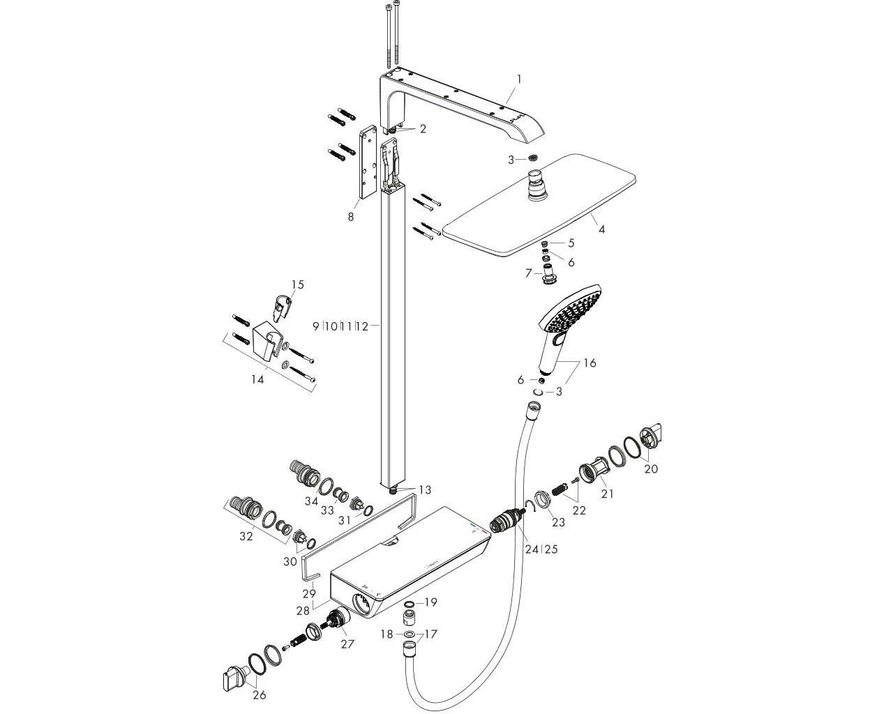 Showerpipe Raindance Select chrom KB Raindance E Air 1jet 360mm EcoSmart