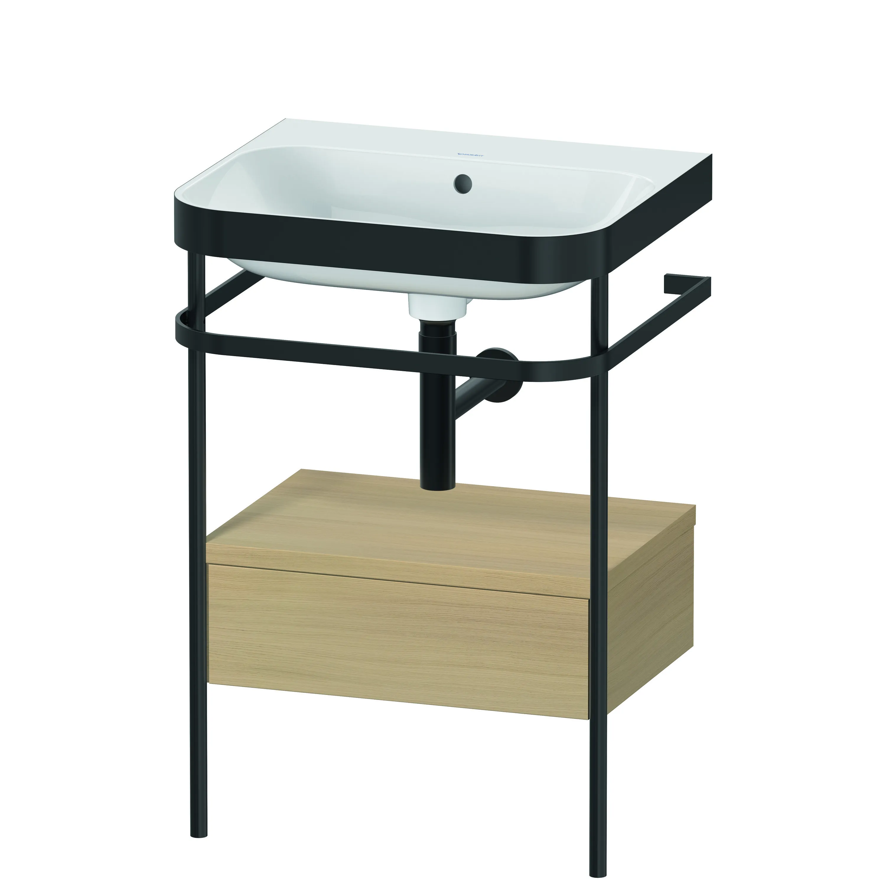 Duravit Waschtischunterschrank mit Metallkonsole „Happy D.2 Plus“ 57,5 × 85 × 49 cm Mediterrane Eiche Duravit Waschtischunterschrank mit Metallkonsole „Happy D.2 Plus“ 57,5 × 85 × 49 cm Mediterrane Eiche