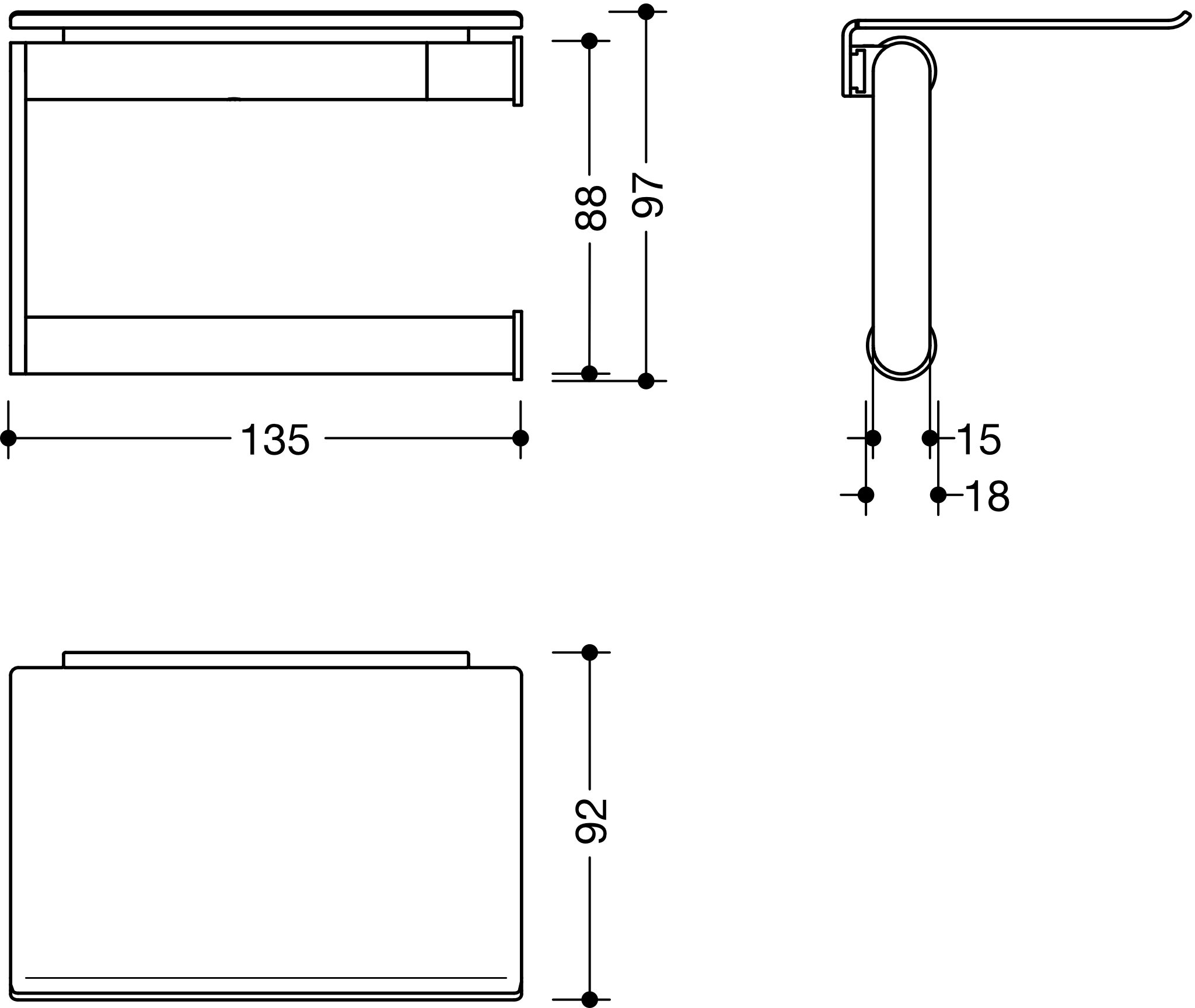 HEWI Toilettenpapierhalter „System 900“ 13,5 × 9,2 × 9,6 cm