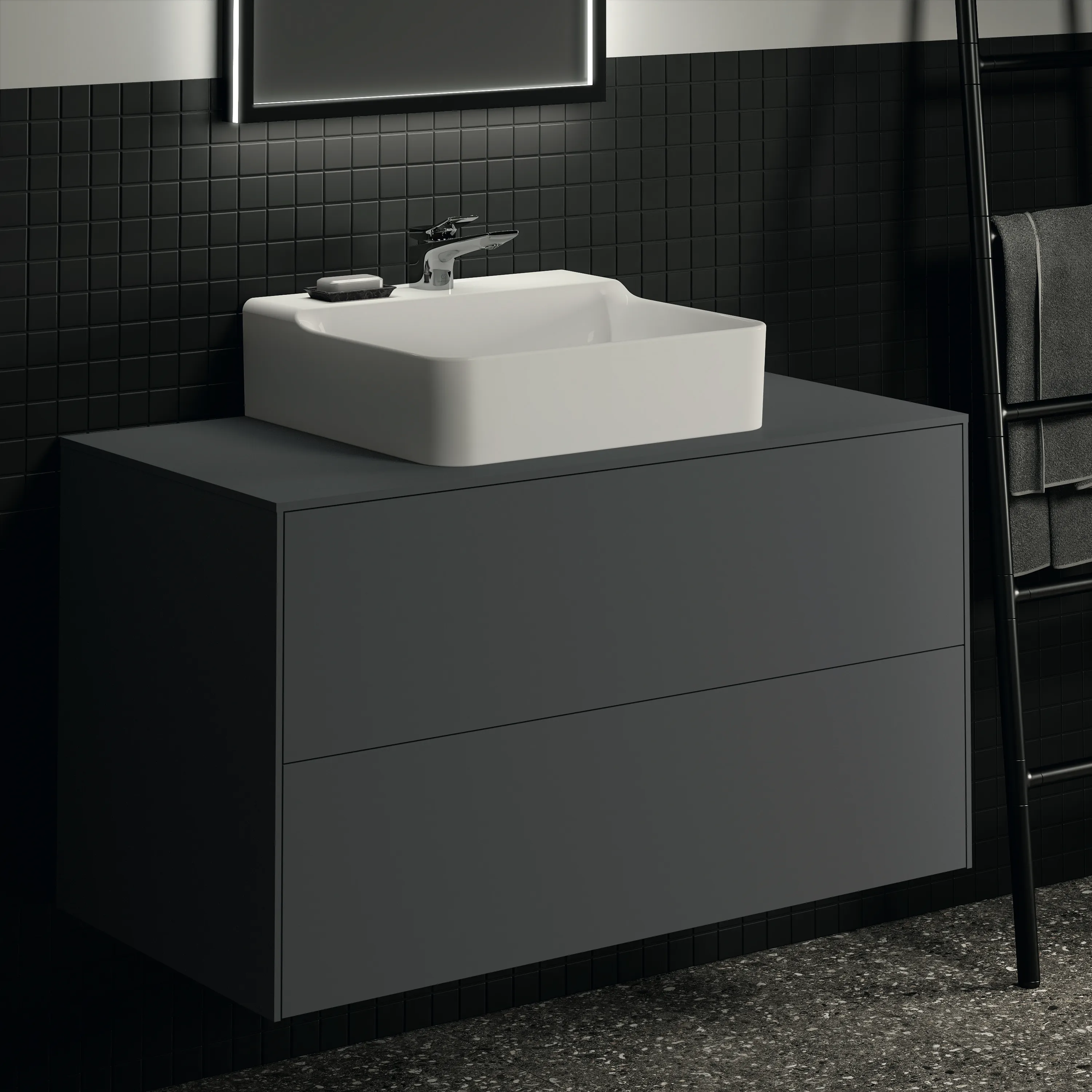 Ideal Standard Waschtischunterschrank Conca, 2 Auszüge, anthrazit Ideal Standard Waschtischunterschrank Conca, 2 Auszüge, anthrazit