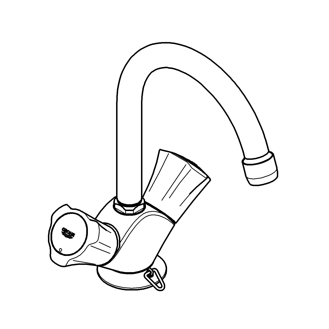 Waschtisch-Einlochbatterie Costa 21337_1, schwenkbarer Rohrauslauf mit Mousseur, versenkbare Kette, chrom Waschtisch-Einlochbatterie Costa 21337_1, schwenkbarer Rohrauslauf mit Mousseur, versenkbare Kette, chrom