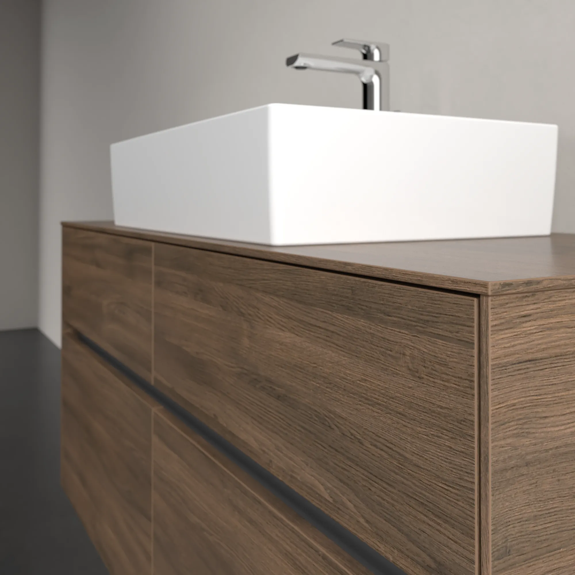 Villeroy & Boch Waschbeckenunterschrank Collaro Arizona Oak, 1200x548 mm, mit Beleuchtung und SoftClosing, 4 Auszüge