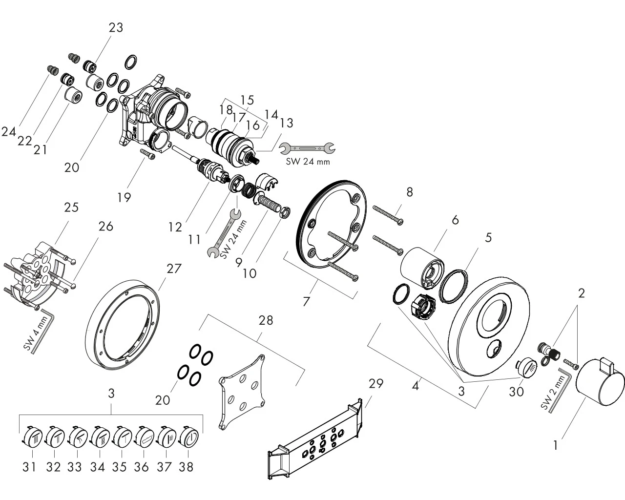 Thermostat Unterputz ShowerSelect S Highflow FS 1 Verbraucher/1 Ausg.chrom