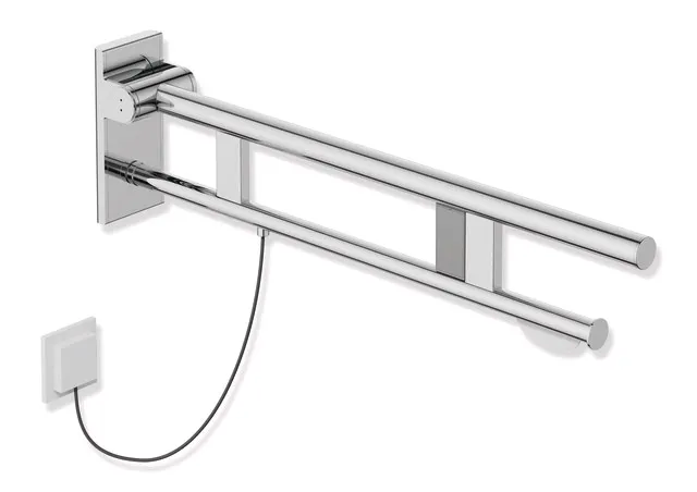 HEWI Stützklappgriff Duo System 900, Edelstahl, verchromt, Ausladung 750 mm