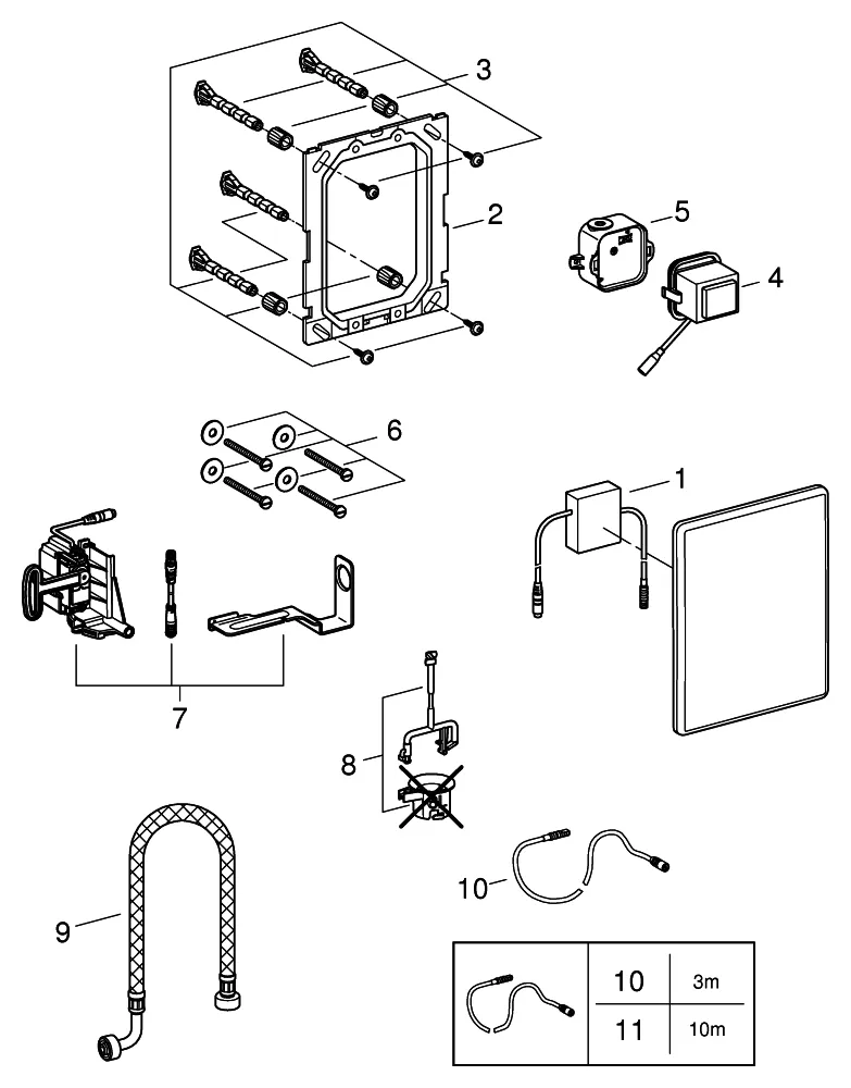 Funk-Elektronik 38759, für WC, WC-Funk-Empfangsmodul 868,4 MHz, für Stützklappgriffe mit Sender, mit Trafo 100-230 V AC, 50-60 Hz, 6 V DC, edelstahl