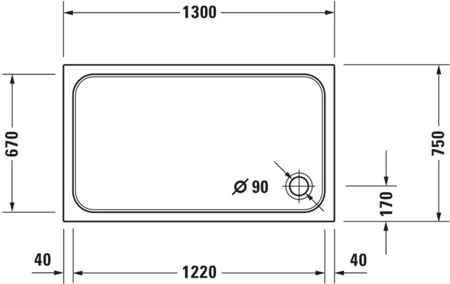 Duravit rechteck Duschwanne „D-Code“ 130 × 75 cm 