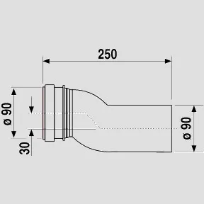 WC-Etagen-Anschlussbogen INEO SOLO, DN 90, 30 mm etagiert, Wand-WC WC-Etagen-Anschlussbogen INEO SOLO, DN 90, 30 mm etagiert, Wand-WC
