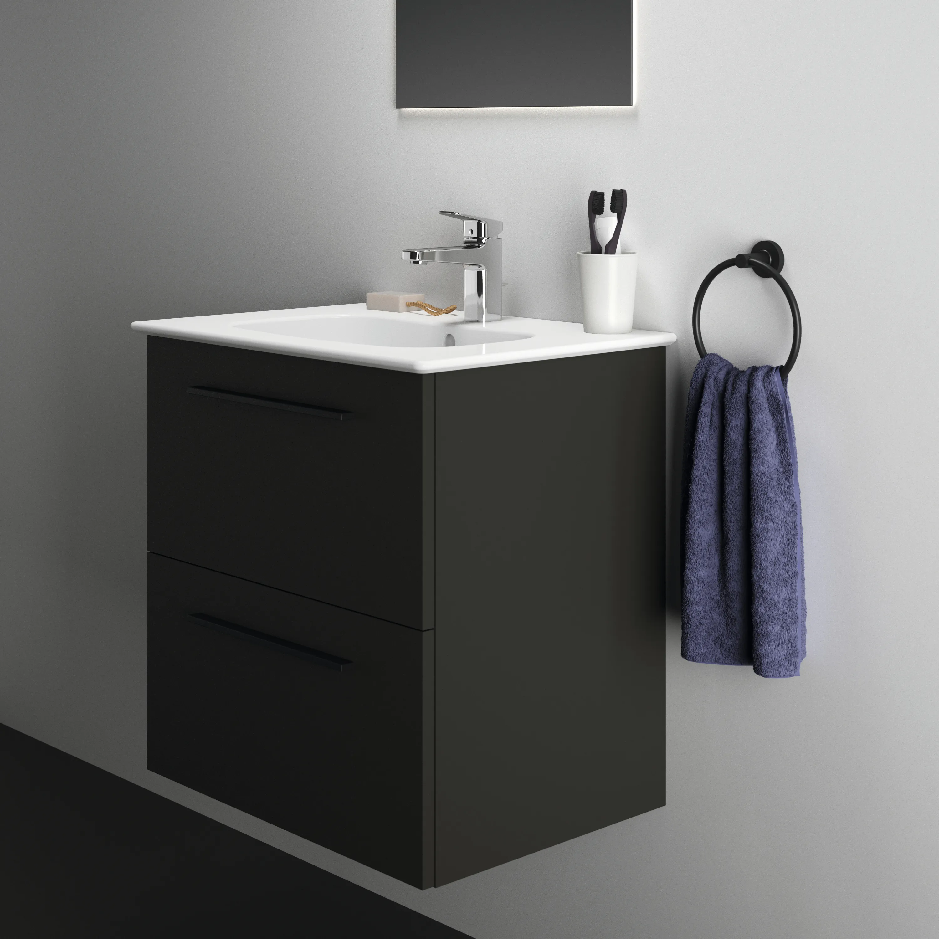 Ideal Standard i.life A Möbelpaket mit Waschtisch 64cm und Unterschrank Carbongrau matt Ideal Standard i.life A Möbelpaket mit Waschtisch 64cm und Unterschrank Carbongrau matt