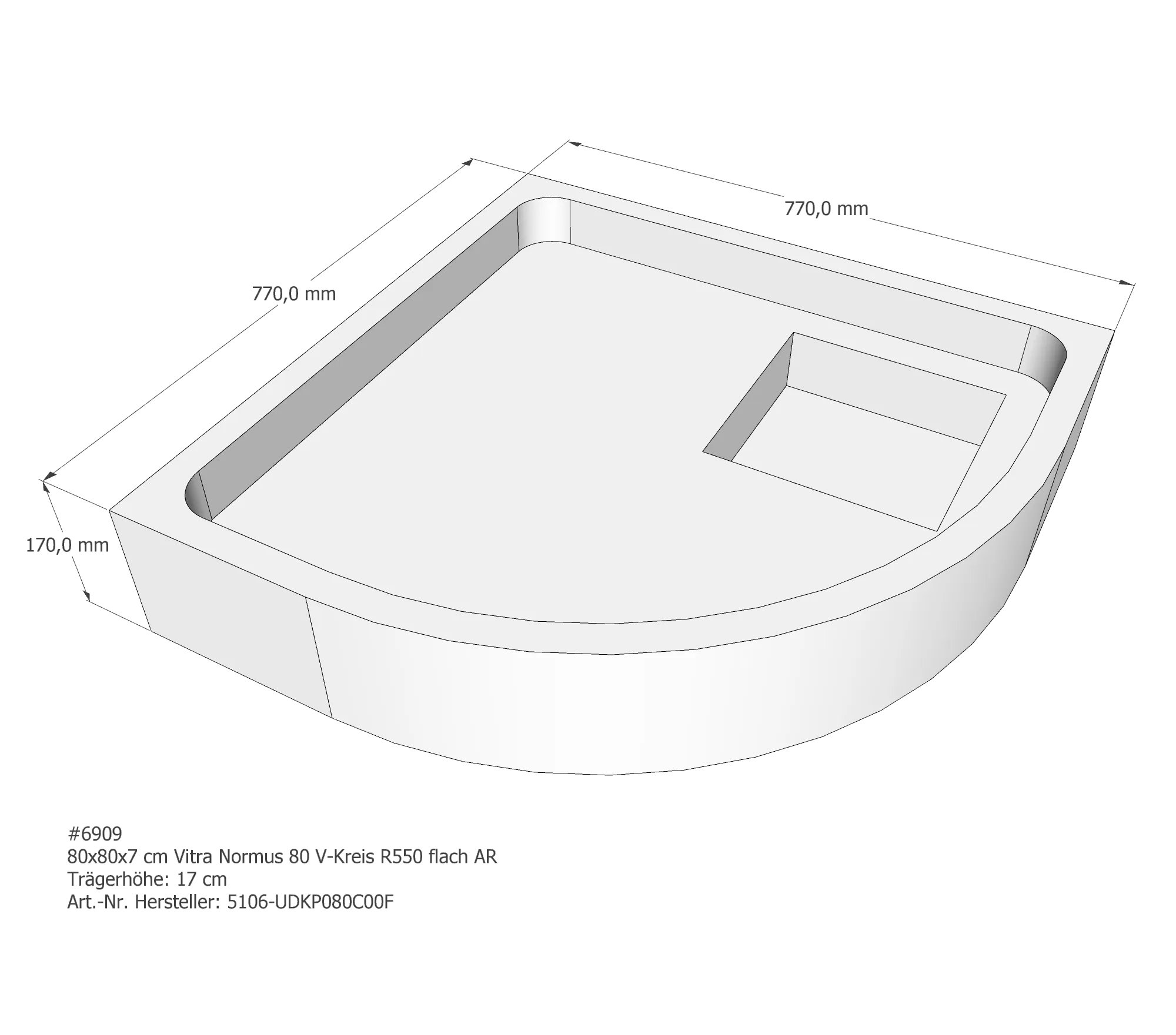 Duschwannenträger für VitrA Normus V-Kreis flach 80 × 80 × 7 cm Duschwannenträger für VitrA Normus V-Kreis flach 80 × 80 × 7 cm