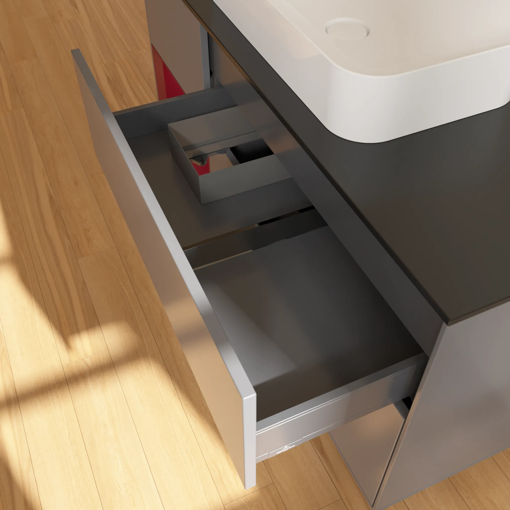 Villeroy & Boch Waschtischunterschrank „Finion“ für Schrankwaschtisch 1200 × 603 × 501 mm Anthracite Matt Lacquer, mit Hahnlochbohrung, für Becken mittig Villeroy & Boch Waschtischunterschrank „Finion“ für Schrankwaschtisch 1200 × 603 × 501 mm Anthracite Matt Lacquer, mit Hahnlochbohrung, für Becken mittig