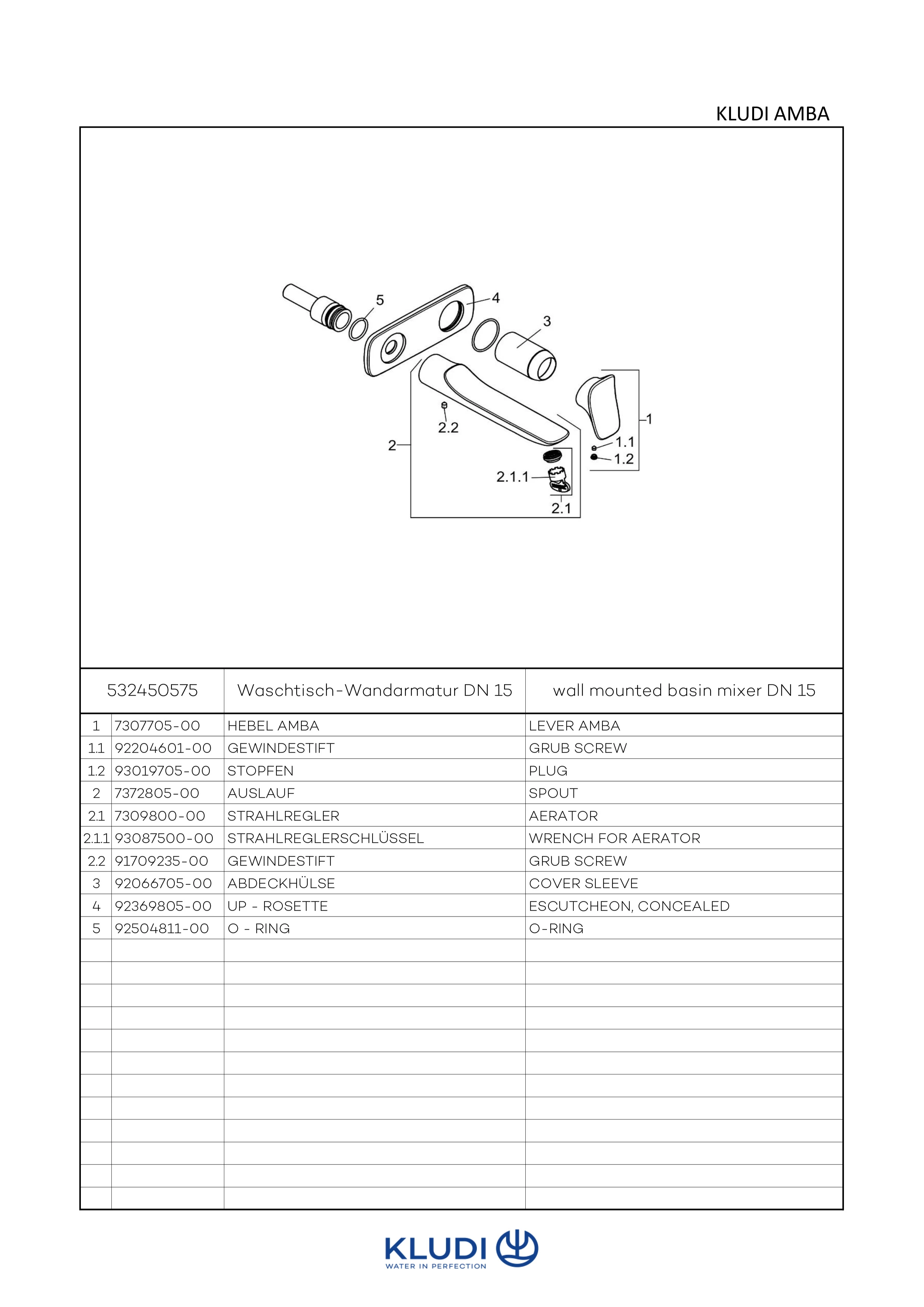 AMBA WT-2-Loch-Wand-EHM, 5L Ausladung 220 mm chrom