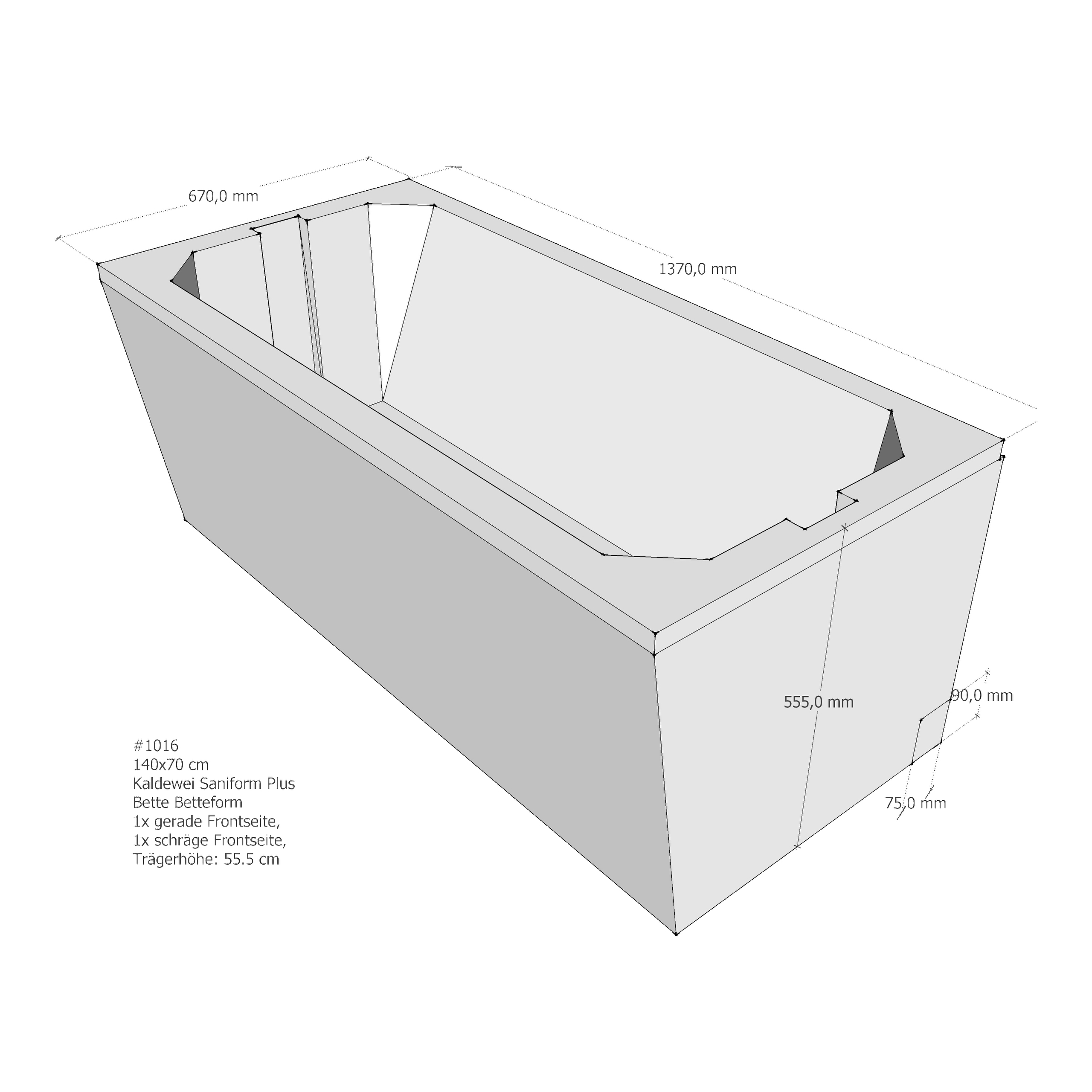 Badewannenträger für BetteForm, Kaldewei Saniform Plus 140 × 70 cm Badewannenträger für BetteForm, Kaldewei Saniform Plus 140 × 70 cm