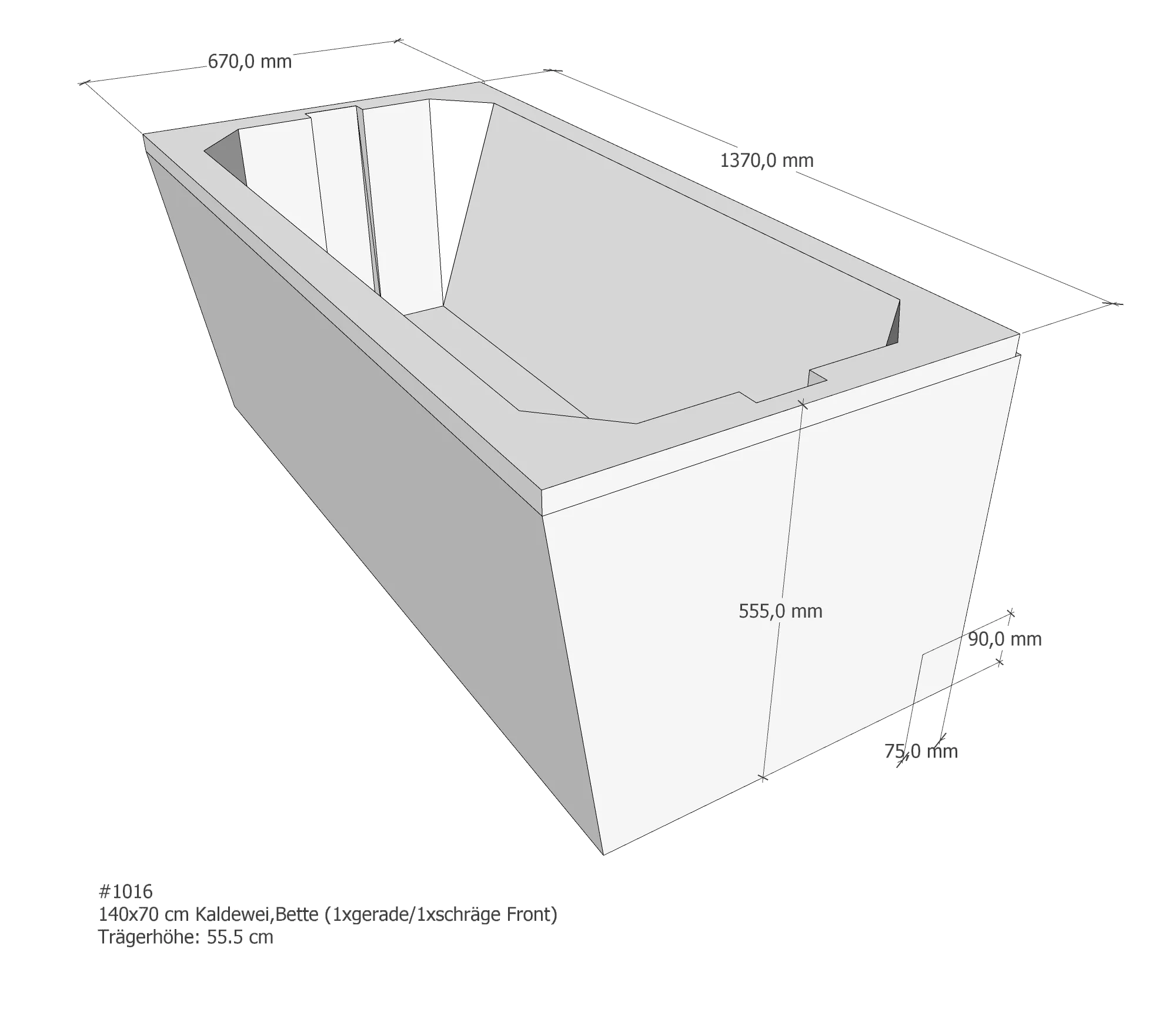 Badewannenträger für BetteForm, Kaldewei Saniform Plus 140 × 70 cm Badewannenträger für BetteForm, Kaldewei Saniform Plus 140 × 70 cm