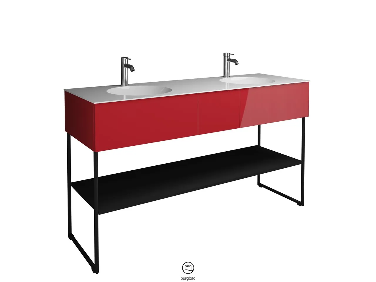 burgbad Coco HGL Mineralguss-Waschtisch inkl. Waschtischunterschrank, 505x1506x870mm