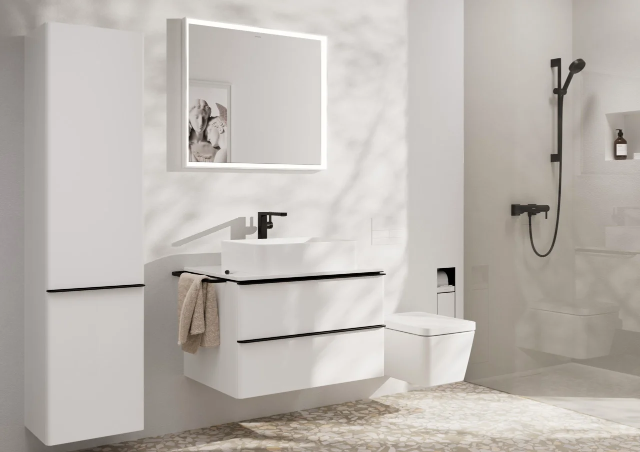 Hansgrohe Xarita E Spiegel 800/700/50 mm mit LED-Beleuchtung, IR-Sensor, Mattweiß