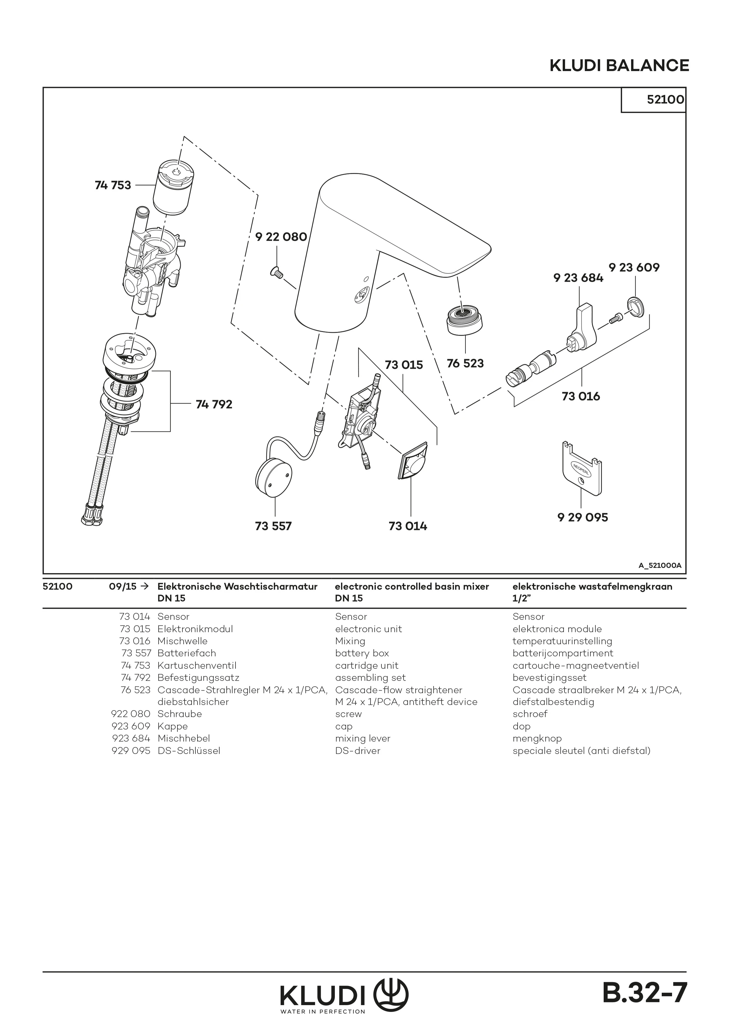 BALANCE Elektronische WT-Armatur mit Batterie chrom