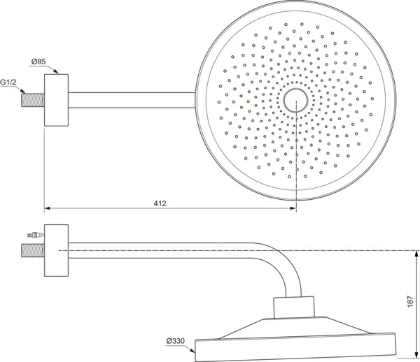 Regenbrause Idealrain Solos mit Wandanschluss mit LED-Leuchtring Chrom Regenbrause Idealrain Solos mit Wandanschluss mit LED-Leuchtring Chrom