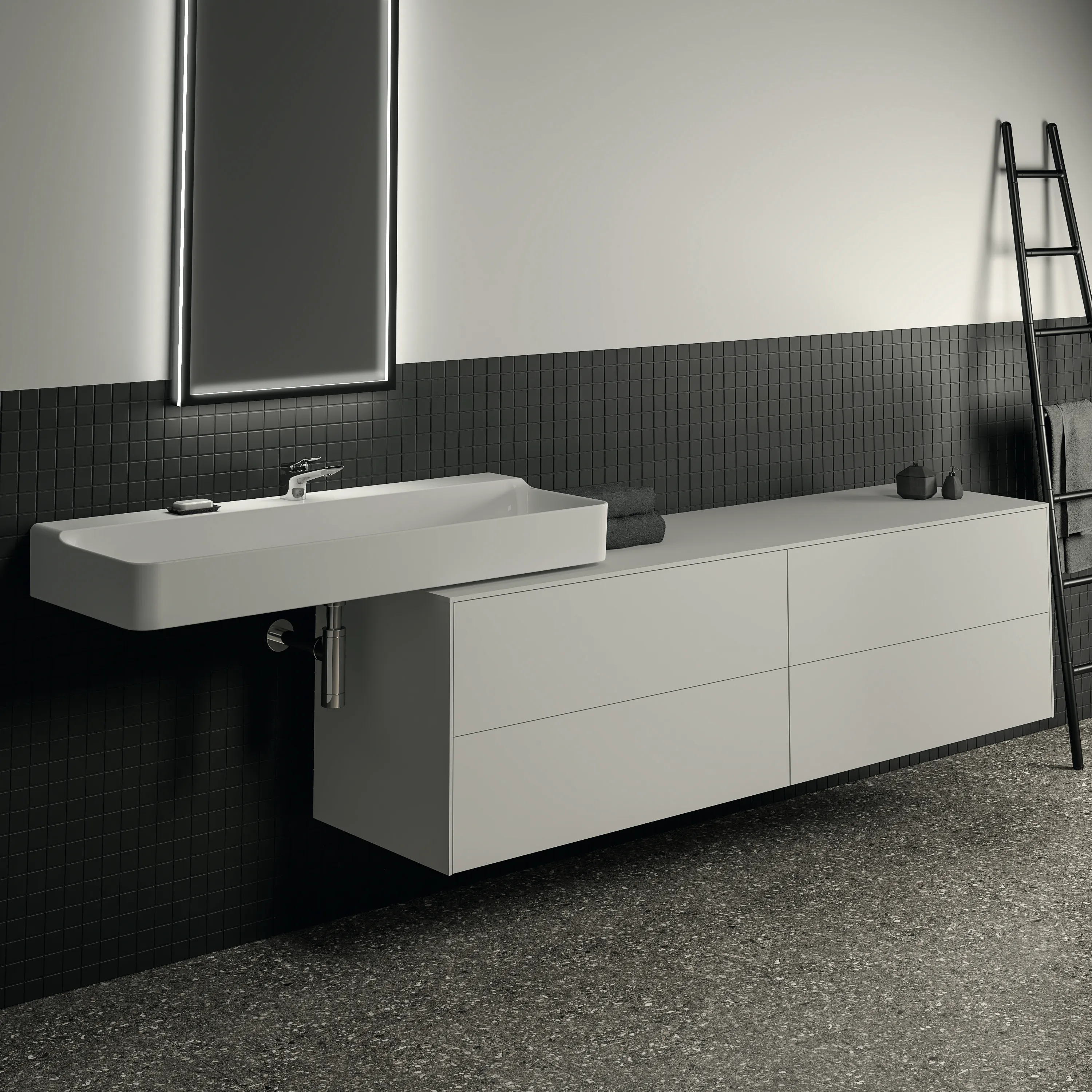 Ideal Standard Waschtischunterschrank „Conca“ 198,7 × 55 × 50,5 cm Weiß matt lackiert