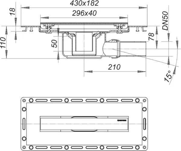 Duschrinne TistoLine Abdeckung Design 300 mm, DN 50 Duschrinne TistoLine Abdeckung Design 300 mm, DN 50