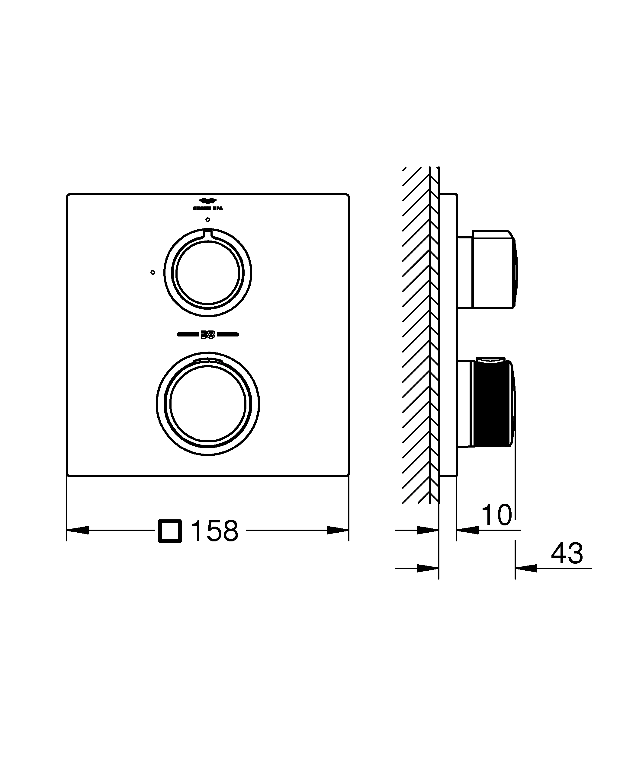 Thermostat Allure 19380_2, Fertigmontageset für Rapido SmartBox, 1 Absperrventil, chrom