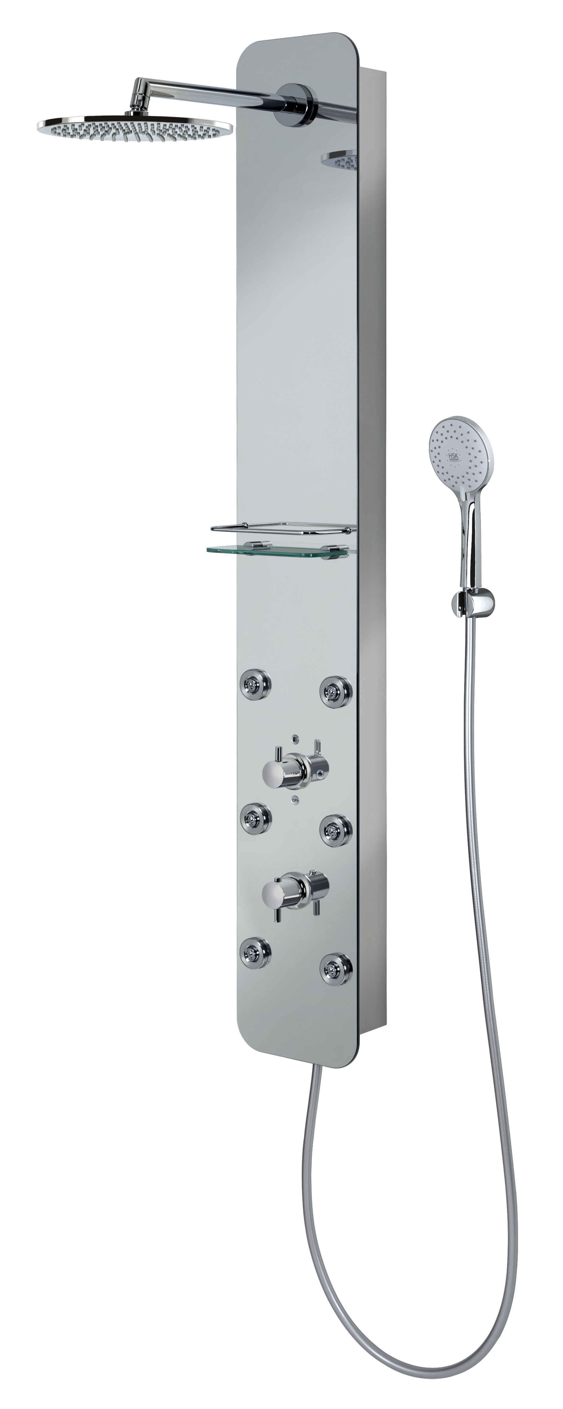 HSK gerahmte Schiebetür 3-teilig „Favorit“ Glas Chinchilla, Profile Weiß, H: 1850 mm HSK gerahmte Schiebetür 3-teilig „Favorit“ Glas Chinchilla, Profile Weiß, H: 1850 mm